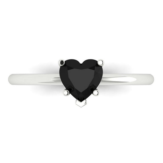 Clara Pucci 14K White Gold 1.25ct Onyx Solitaire Ring for Women