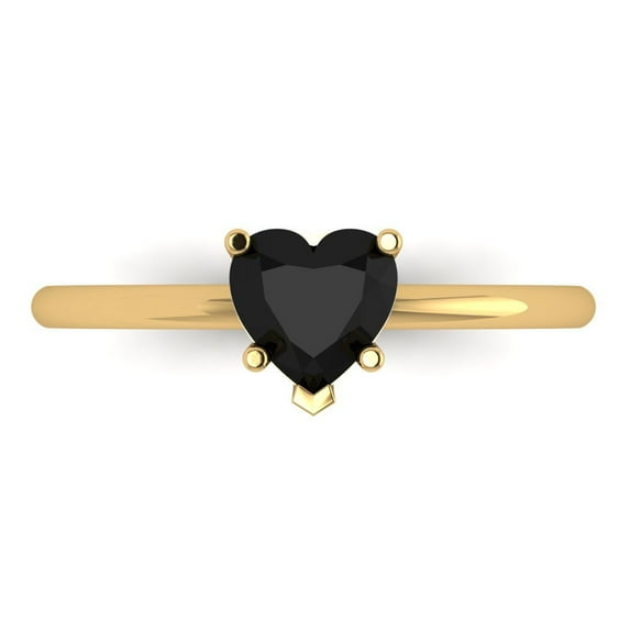 Clara Pucci 14K Yellow Gold 1.25ct Onyx Solitaire Ring for Women