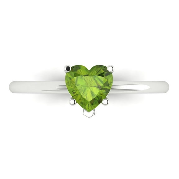 1.25 ctw Solitaire Anniversary Ring for Women | Heart Cut Natural Peridot | Hyperallergenic Solid 14K White Gold