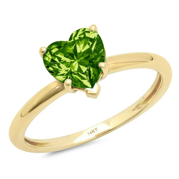 1.25 ct Heart Cut Natural Peridot Solitaire 14K Yellow Gold Womens Engagement Ring