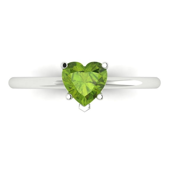 1.25 ct Heart Cut Natural Peridot Solitaire Engagement Ring for Women in 18K White Gold