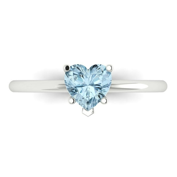 1.25 ctw Solitaire Anniversary Ring for Women | Heart Cut Natural Sky Blue Topaz | Hyperallergenic Solid 18K White Gold