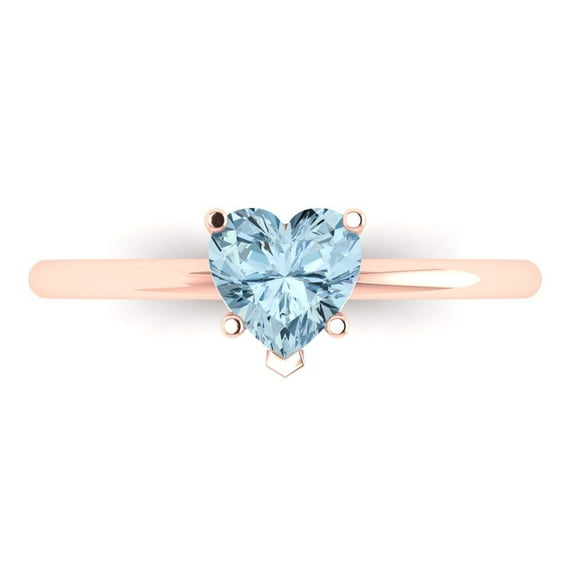 Clara Pucci 14K Rose Gold 1.25ct SwissBlueTopaz Solitaire Ring for Women