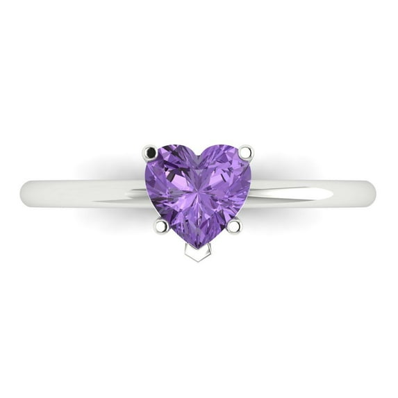 1.25 ct Heart Cut Simulated Alexandrite Solitaire Engagement Ring for Women in 18K White Gold