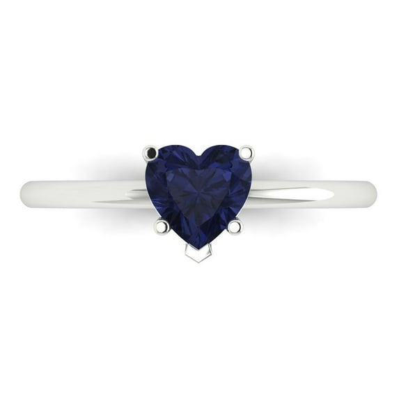 Clara Pucci 14K White Gold 1.25ct BlueSapphire Solitaire Ring for Women