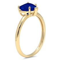 1.25 ct Heart Cut Simulated Blue Sapphire Solitaire Engagement Ring for Women in 18K Yellow Gold
