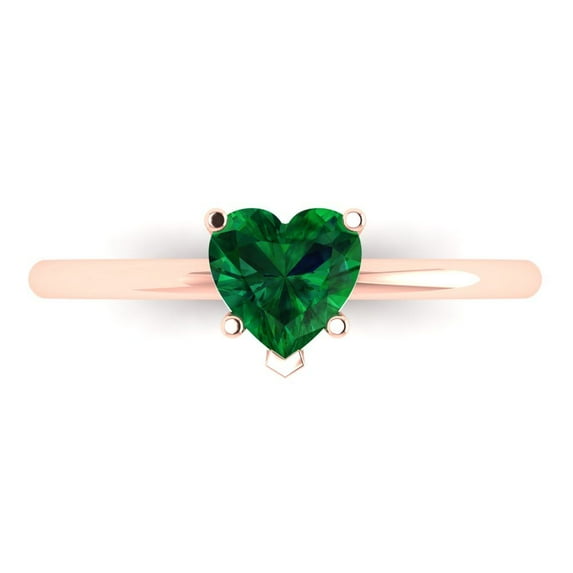Clara Pucci 14K Rose Gold Solid Gold Emerald Solitaire Anniversary Ring for Women - 1.25 cttw Heart Cut