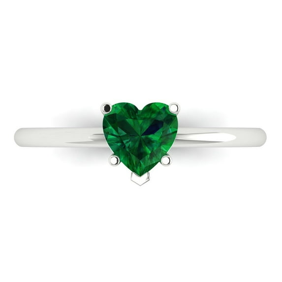 Clara Pucci 14K White Gold 1.25ct Emerald Solitaire Ring for Women