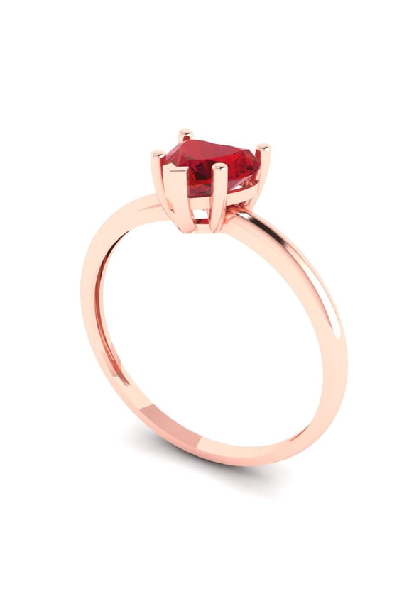 1.25 ct Heart Cut Simulated Pink Tourmaline Solitaire Engagement Ring for Women in 14K Rose Gold