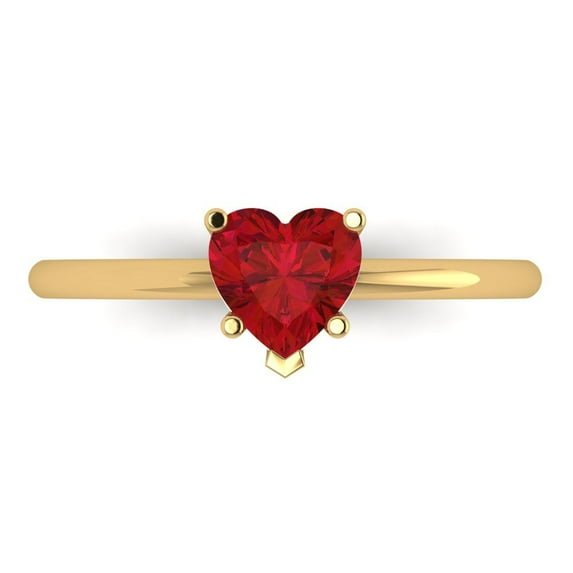 1.25 ct Heart Cut Simulated Pink Tourmaline Solitaire Engagement Ring for Women in 18K Yellow Gold