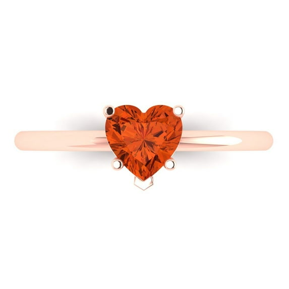 Clara Pucci 14K Rose Gold 1.25ct Red Solitaire Ring for Women