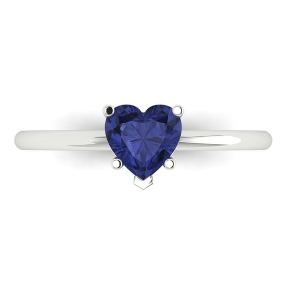 1.25 ct Heart Cut Simulated Tanzanite Solitaire Engagement Ring for Women in 18K White Gold