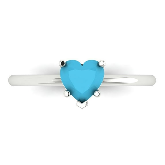 1.25 ct Heart Cut Simulated Turquoise Solitaire 14K White Gold Womens Engagement Ring