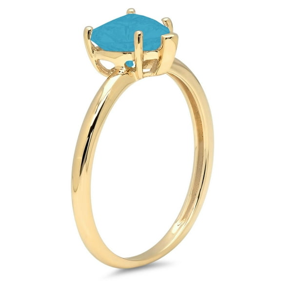1.25 ct Heart Cut Simulated Turquoise Solitaire Engagement Ring for Women in 14K Yellow Gold