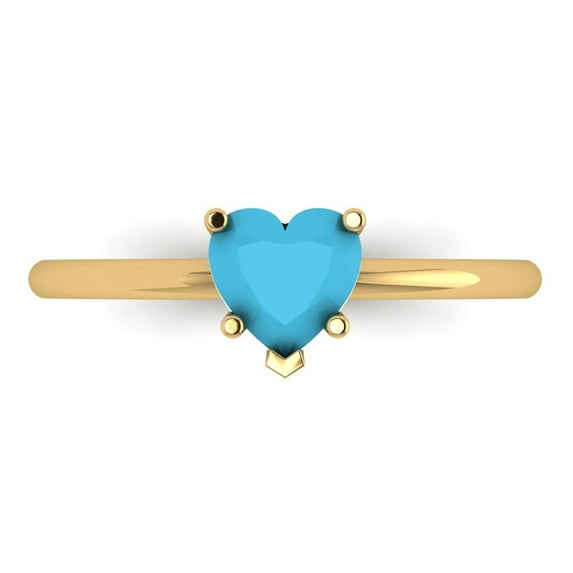1.25 ct Heart Cut Simulated Turquoise Solitaire Engagement Ring for Women in 18K Yellow Gold