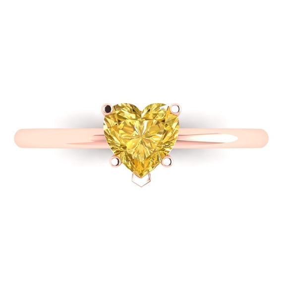 Clara Pucci 14K Rose Gold Solid Gold Yellow Solitaire Anniversary Ring for Women - 1.25 cttw Heart Cut