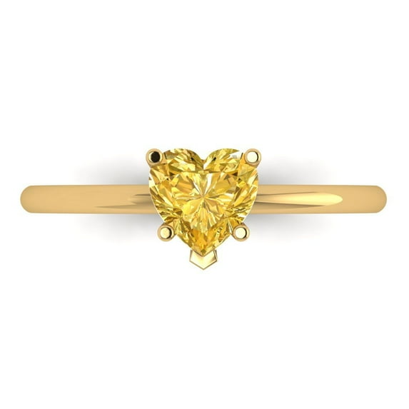 1.25 ctw Solitaire Anniversary Ring for Women | Heart Cut Simulated Yellow Diamond | Hyperallergenic Solid 18K Yellow Gold