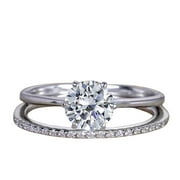 JEENJEWELS 1.25 ct Moissanite and Diamond Wedding Ring Set in 10k White Gold