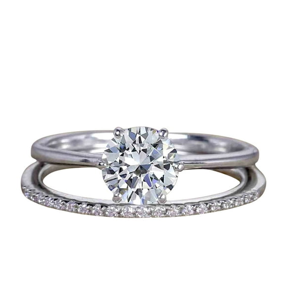 1.25 ct Moissanite and Diamond Wedding Ring Set in 10k White Gold