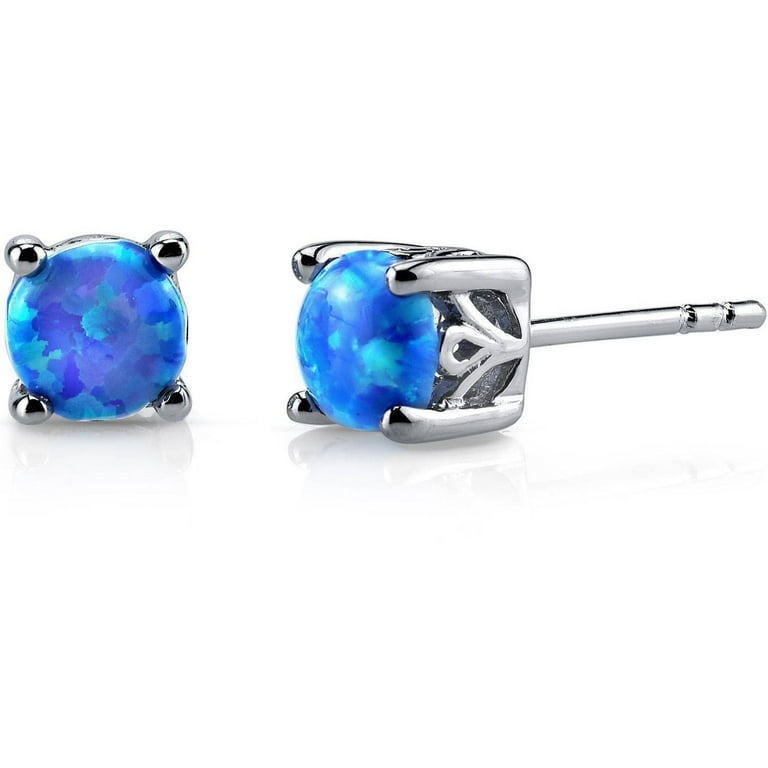 Blue opal stud hotsell earrings sterling silver