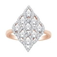 thumbnail image 1 of AFFY (1.25 cttw) Round White Natural Diamond Marquise Cluster Engagement Ring In 14k Rose Gold With RING Size-14, 1 of 1