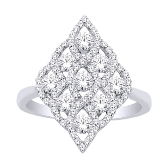AFFY (1.25 cttw) Round White Natural Diamond Marquise Cluster Engagement Ring In 14k White Gold With RING Size-8.5
