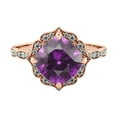 thumbnail image 1 of 1.25 ctw Amethyst Ring with Diamonds 14K Rose Gold Flower Leaves Halo, 1 of 7