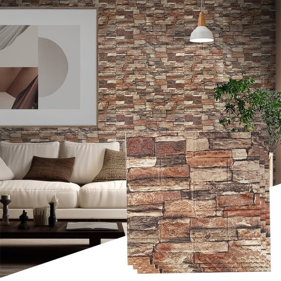 1.25 ft x 1.15 ft Marble Yellow Self-Adhesive Faux Brick 3D Decorative Wall Panels Peel Stick Foam Wallpaper (20-Pack)