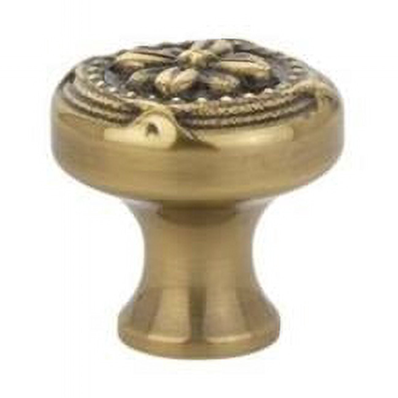 1.25 in. Cabinet Knob Ribbon & Reed, French Antique Brass