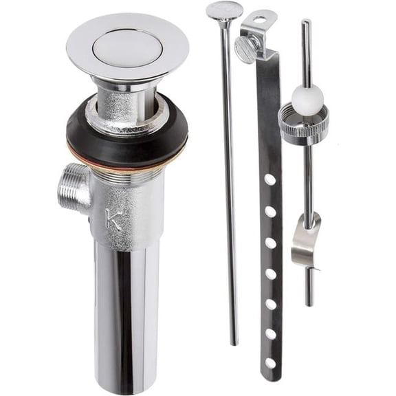 1.25 in. Decorative Pushbutton Sink Drain with Over Flow, Polished Chrome