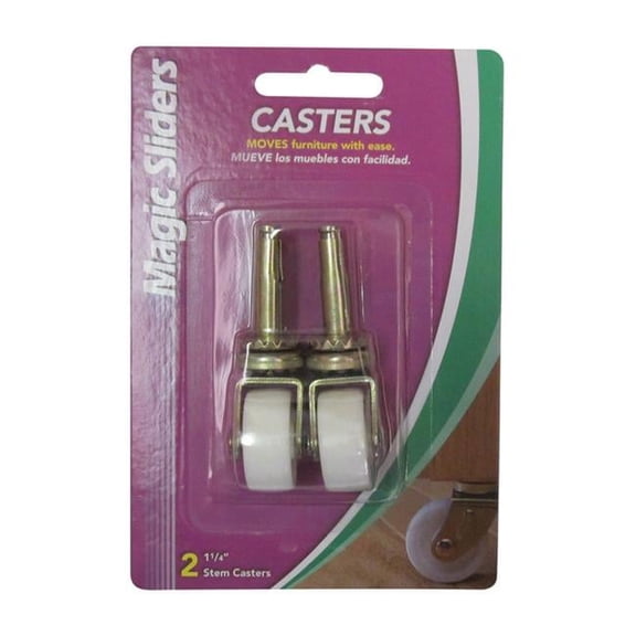 1.25 in. Dia. Plastic Caster Wheel with Stem, 40 lbs, 2 Per Pack - Pack of 4