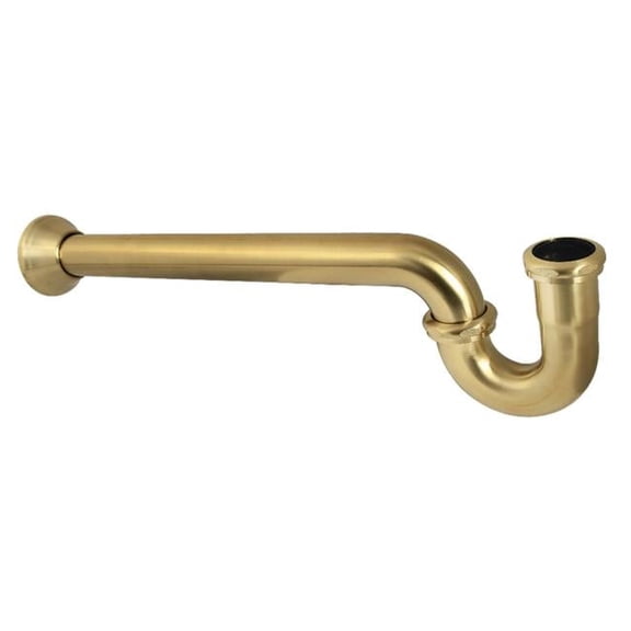 1.25 in. OD x 18 in. 18-Gauge P-Trap with Bell Flange - Brushed Brass