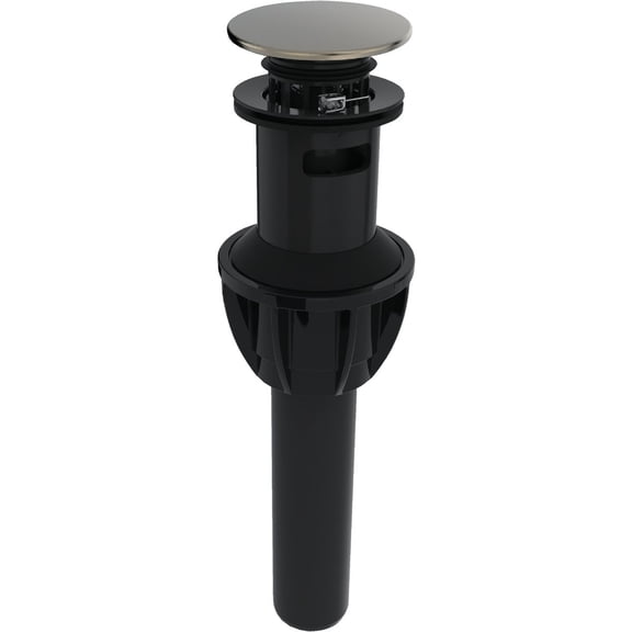 1.25 in. Plastic Push Button Drain with Overflow, Brushed Nickel