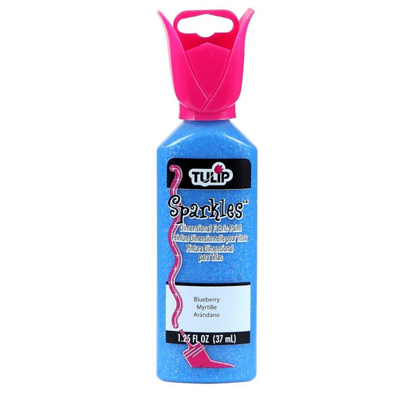 1.25 oz Blueberry Fabric Paint, Shimmery Finish for Clothing, Accessories, Home Décor, Easy to Use, Adds Sparkle, Color to Fabric Crafts, Smooth Application, Ideal for DIY Art Projects