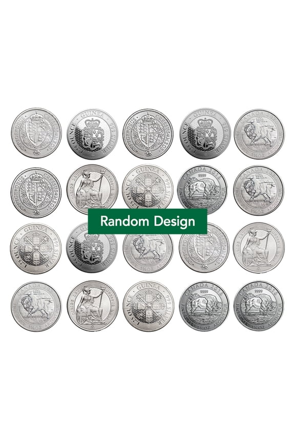 1.25 oz Silver Coin - Random Design - Lot of 20
