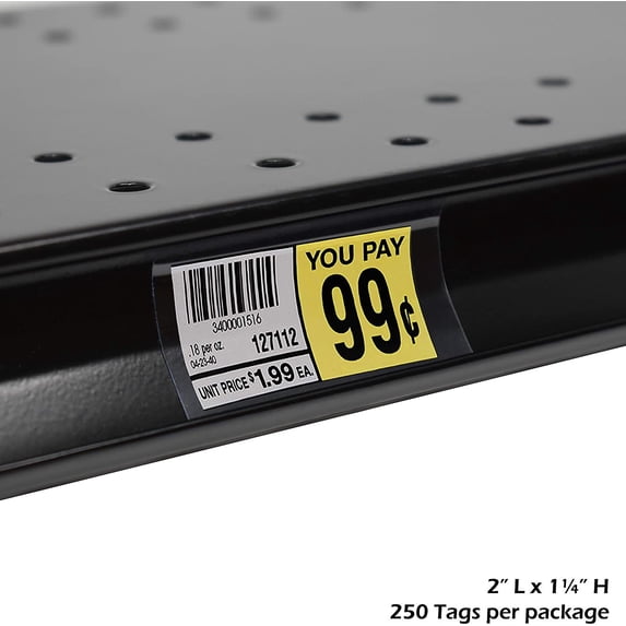 1.25" x 2" Clear Plastic Tags, Shelf Label Holders - 1000 Pack