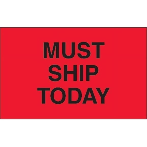 1.25 x 2 in. - Must Ship Today Fluorescent Red Labels