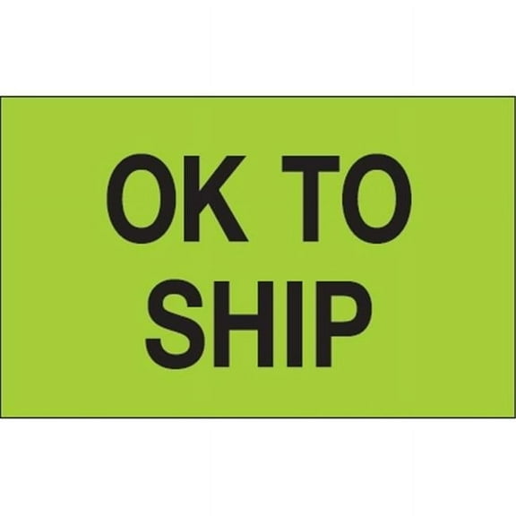 1.25 x 2 in. - OK To Ship Fluorescent Green Labels
