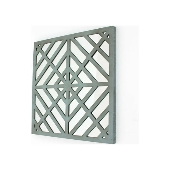 1.25" x 23.25" x 23.25" Blue Mirrored Square Wooden Wall Decor