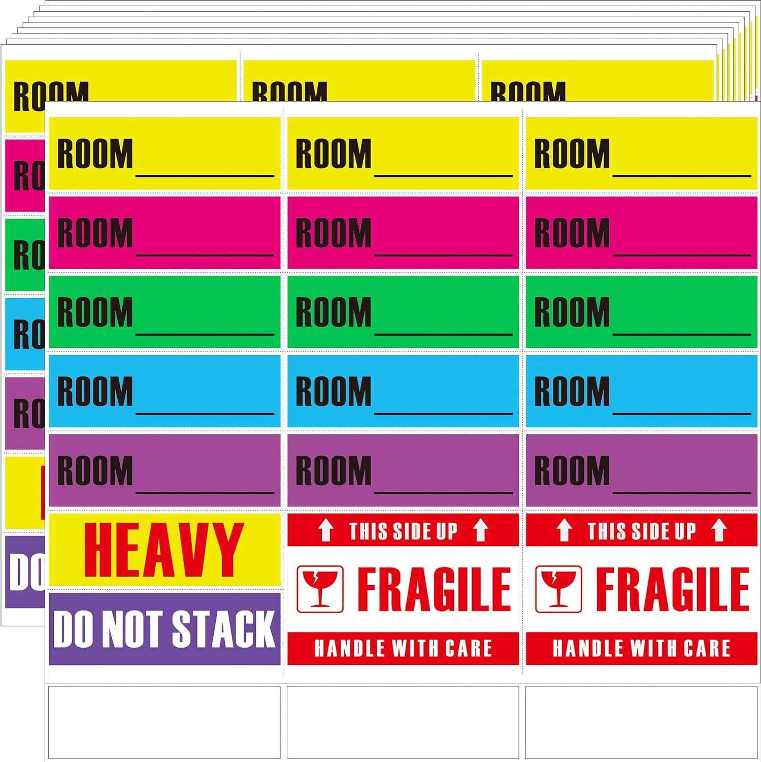 1.25"x4" Home Moving Labels for Boxes,570 Count Color Coded Moving