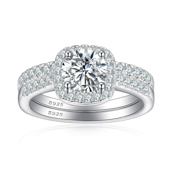 1.25CT 925 Sterling Silver Bridal Rings Sets Cubic Zirconia Halo CZ Engagement Wedding Bands for Women Promise Rings for Her