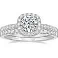 thumbnail image 1 of 1.25CT 925 Sterling Silver Bridal Rings Sets Cubic Zirconia Halo CZ Engagements Wedding Bands for Women Promise Rings for her Size 4-11, 1 of 12