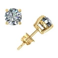 thumbnail image 1 of 1.25CT Round Diamond Basket Stud Earrings 18k Yellow Gold Prong Push Back F VS2, 1 of 1