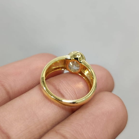 1.25Ct Oval Cut Real Moissanite Diamond Engagement Ring In 14K Yellow Gold Plated