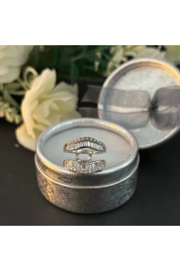 1.25Ct Round Cut and Baguette Cut Diamond Engagement Wedding Ring Guard Wrap