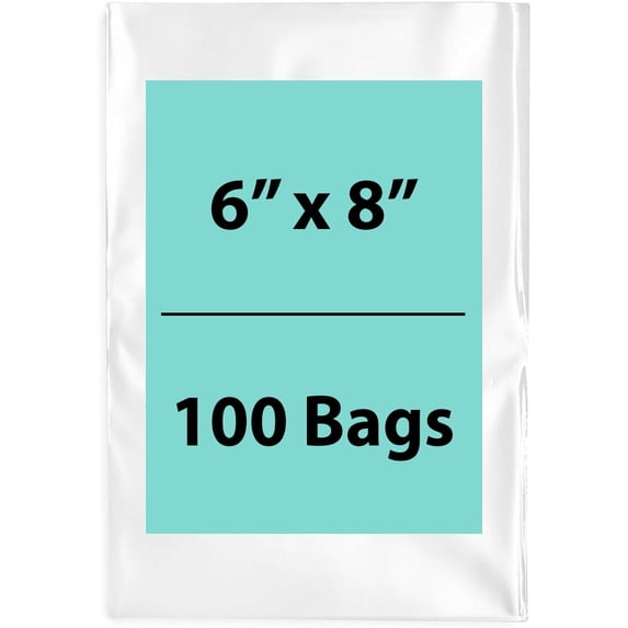 1.25Mil Clear Flat Open Top Poly Bags LDPE Packaging - 6"X8" & (100 Bags)