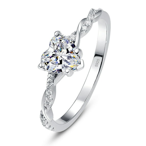 1.25ct Heart Cut Cubic Zirconia Wedding Promise Rings for Women Her Friendship Ring Jewelry Gift