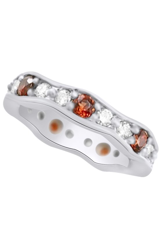 (1.25ct) Round Cut Simulated Garnet & White Diamond Wedding Band Ring In 14k Solid Gold With Ring Size 9.5