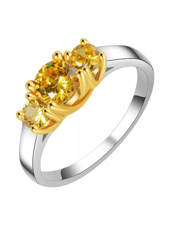 1.25ct Round Cut Yellow Cz Wedding Ring Women's 925 Silver Jewelry USA Size 5-11