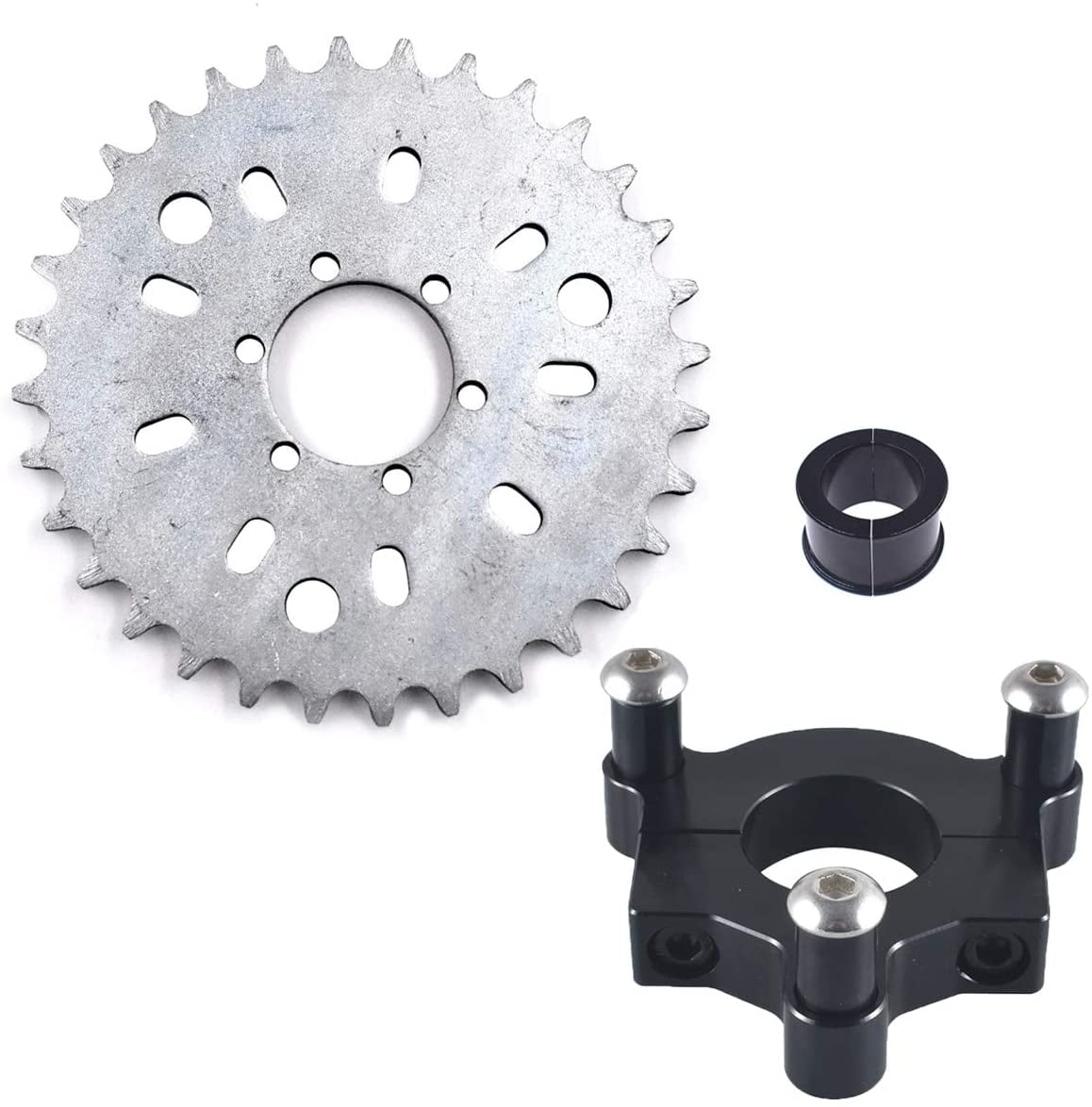 Black CNC Adapter & 44T Sprocket For 66cc-80cc Motorized Bicycles - Fits 1\" Or 1.5\" Hubs
